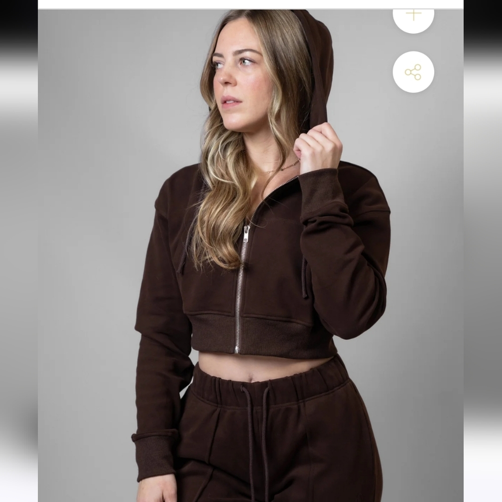 TIL YOU COLLAPSE Brown Women's Crop Zip Hoodie.